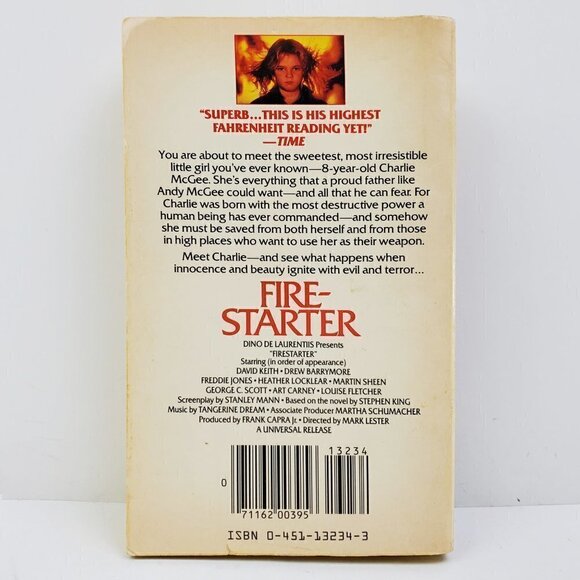 Firestarter Stephen King Movie Tie-In Signet 1981 Book Drew Barrymore Cover - Picture 2 of 11